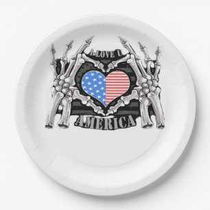 America Skeleton Hands Pappteller