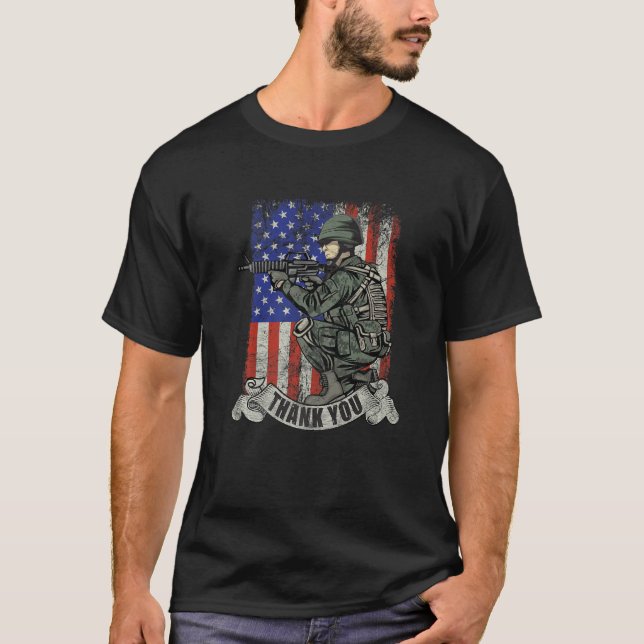 America Soldier Thank You Patriotic Veterans Day T-Shirt (Vorderseite)