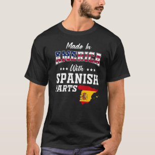 America Spanish Parts Spain Map USA Flag Herkunft T-Shirt