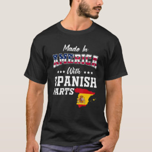 America Spanish Parts Spain Map USA Flag Herkunft T-Shirt