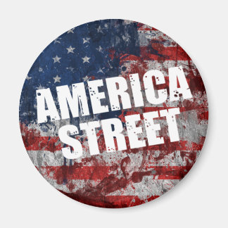 America Street Round Magnet