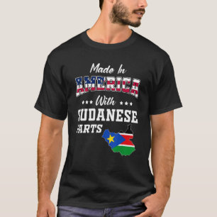 America Sudanese Parts Sudan Map USA Flag Herkunft T-Shirt