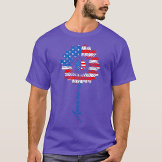 America Sunflower Flag 4. Juli Patriotic USA T-Shirt