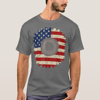 America Sunflower USA Flag T - Shirt
