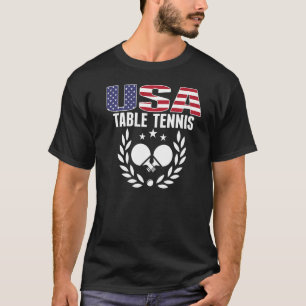 America Table Tennis USA Flag Ping Pong Unterstütz T-Shirt