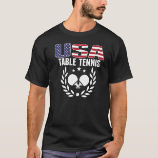 America Table Tennis USA Flag Ping Pong Unterstütz T-Shirt