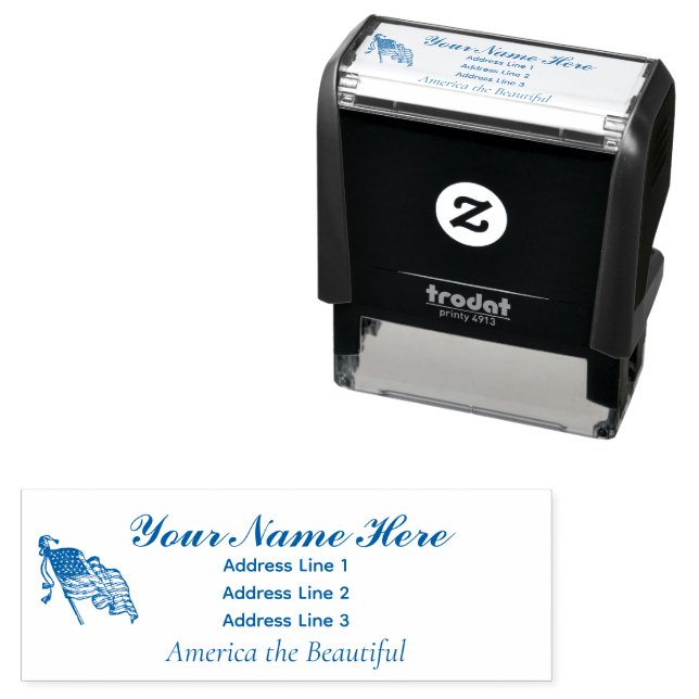 America the Beautiful Name Address Briefmarke 4 Ze Permastempel (Beispiel)