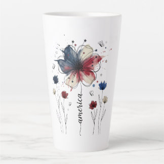 🌸America the Beautiful Patriotischer Blumen-Latte Milchtasse