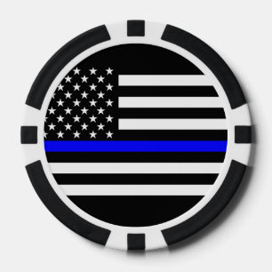 America Thin Blue Line Symbol Pokerchips