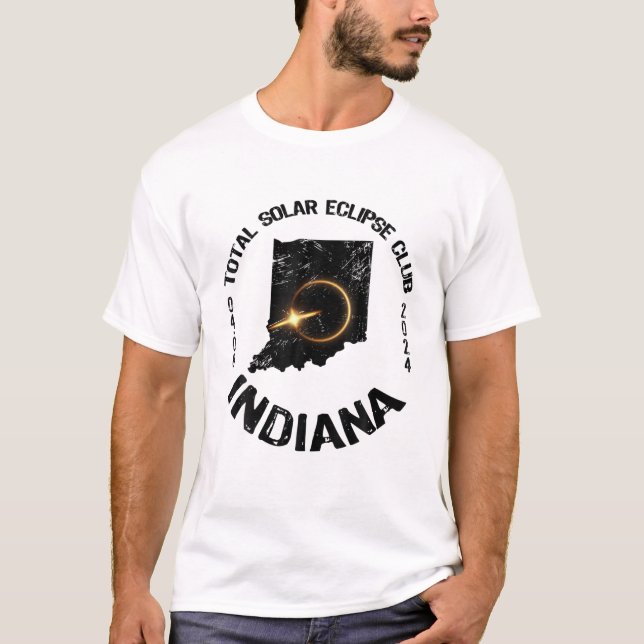 America Total Solar Eclipse Indiana 2024 Retro Sta T-Shirt (Vorderseite)