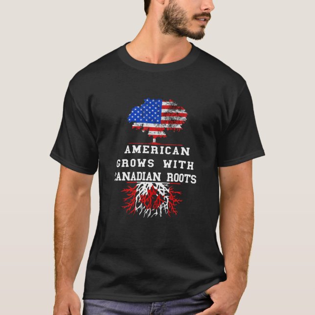 America Tree Roots Canada Flag Maple Leaf Cana T-Shirt (Vorderseite)