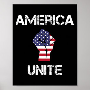 America Unite Resist Fist Patriotic Flag Freedom F Poster