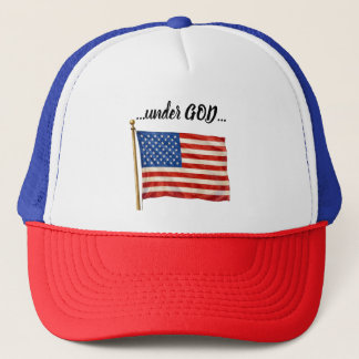 America unter Gott schwarze Schrift Truckerkappe
