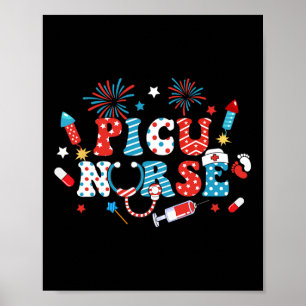 America Usa Fireworks Picu Picu Nurse Happy 4. Poster