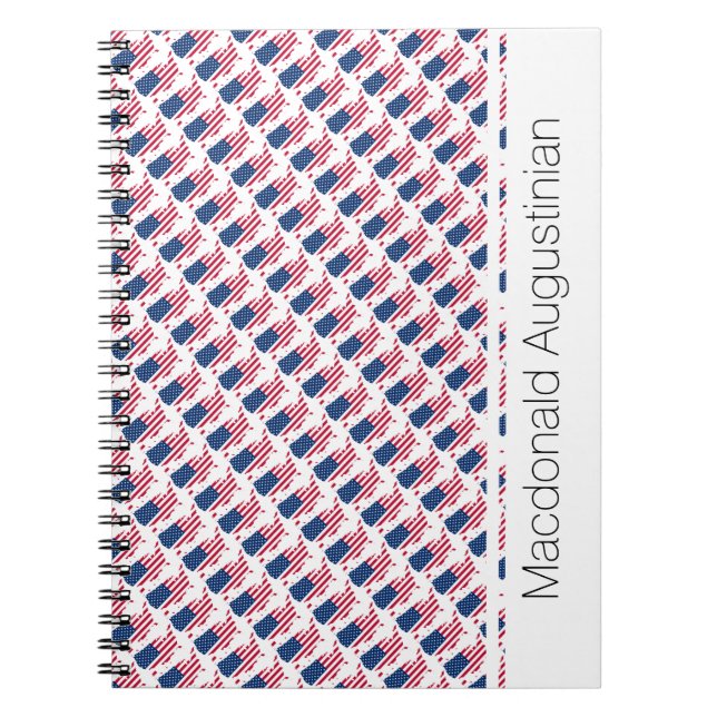 AMERICA USA Flag Custom Add Name Notebook Journal Notizblock (Vorderseite)