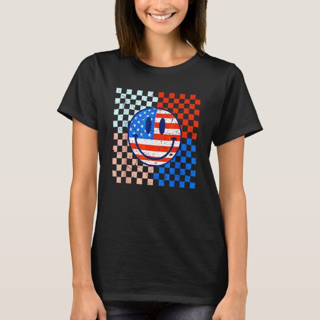 America Vibes Cute Smile Face USA American Flag 4t T-Shirt (Vorderseite)