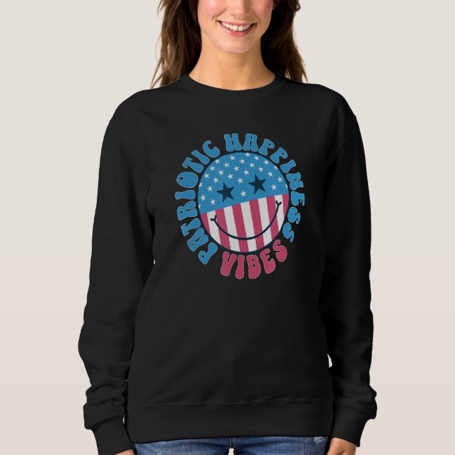 America Vibes Smile Face US Flag Retro Groovy 4th  Sweatshirt (Vorderseite)