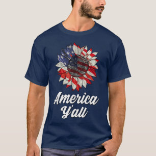 America Yall 4th July Niedlich Sunflower Patriot W T-Shirt