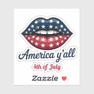 America Y'all Patriotic Pop Art Lippen Amerikanisc Aufkleber