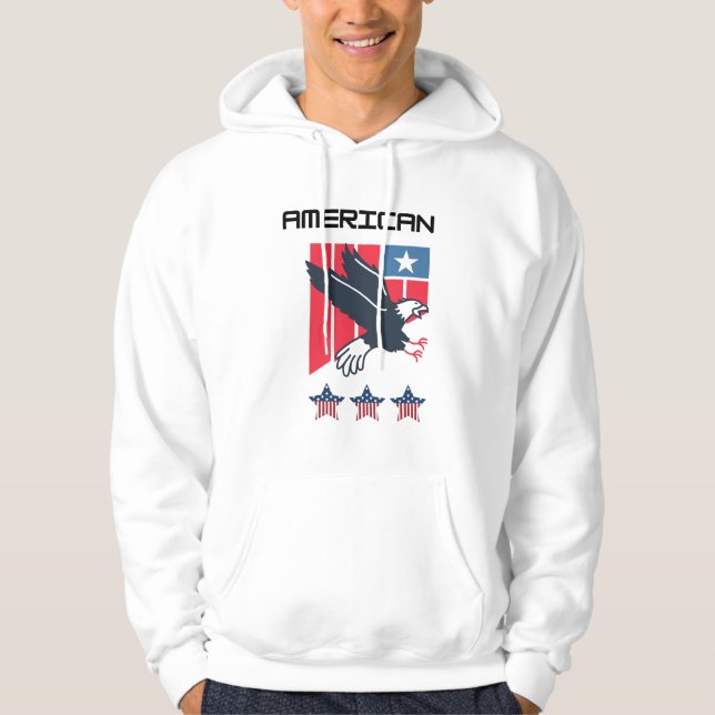 American 3-Star Hoodie - Patriotic USA Flag Eagle (Vorderseite)