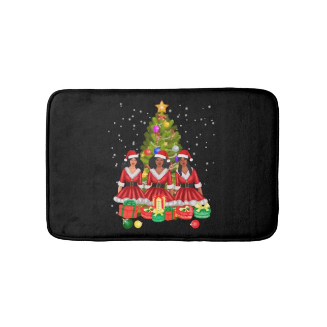 American African Christmas Santa Claus Black Girls Badematte (Vorderseite)