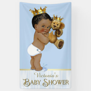 American African Prince Teddy Bear Baby Shower Banner