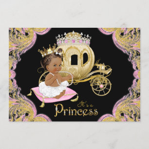 American African Princess Pink Black Baby Dusche Einladung