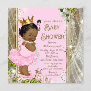 American African Princess Pink Tutu Baby Dusche Einladung