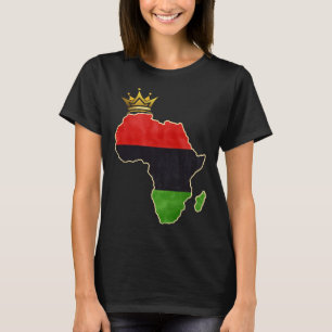 American African Queen Pan Afro Map Flag Black T-Shirt