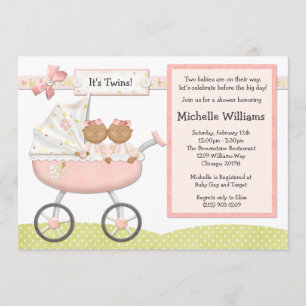 American African Twins Baby Shower Einladung
