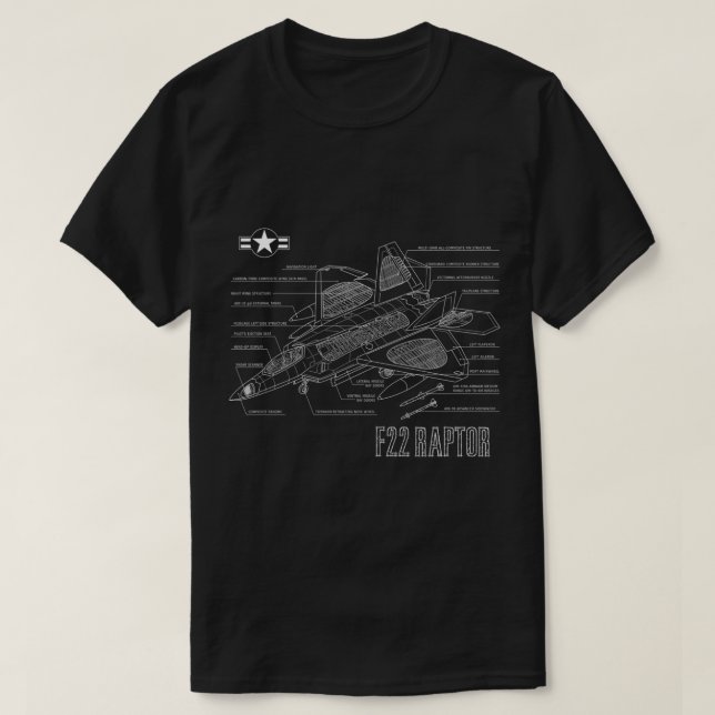 American Aircraft Stealth Fighter F22 Raptor Bluep T-Shirt (Design vorne)