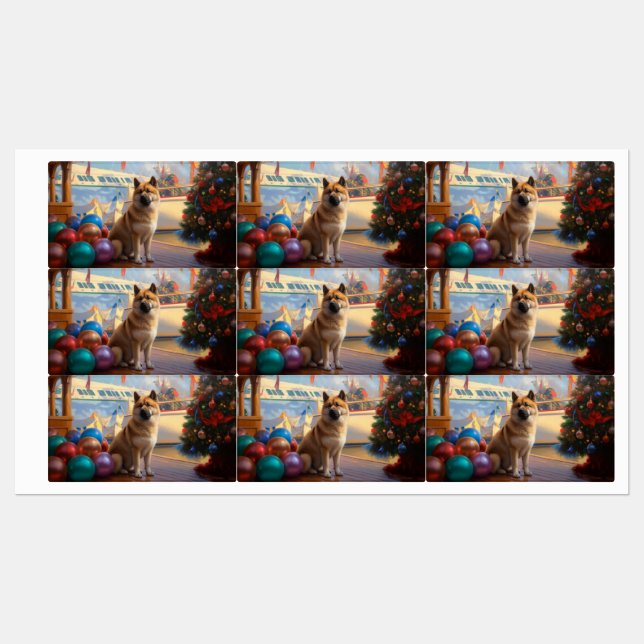 American Akita Christmas Cruise: Pawsome Holiday Etiketten (Blatt)