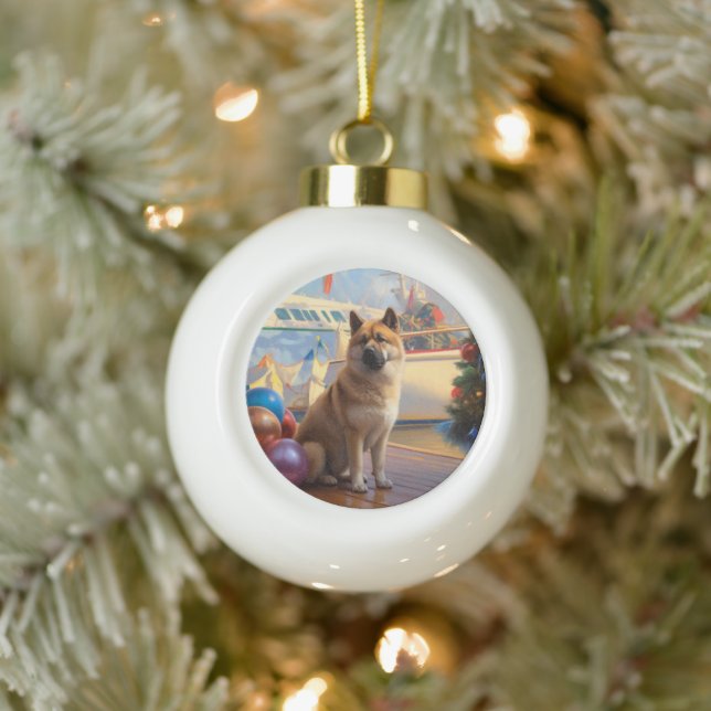 American Akita Christmas Cruise: Pawsome Holiday Keramik Kugel-Ornament (Baum)