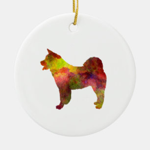 American Akita im Watercolor Keramikornament