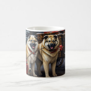 American Akita Snowy Sleigh Ride Weihnachtsdekor Kaffeetasse
