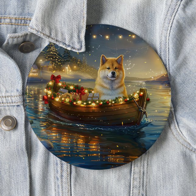 American Akita Weihnachtsfest Reise Button (Beispiel)