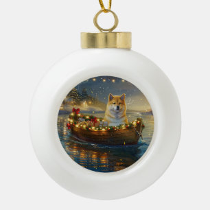 American Akita Weihnachtsfest Reise Keramik Kugel-Ornament