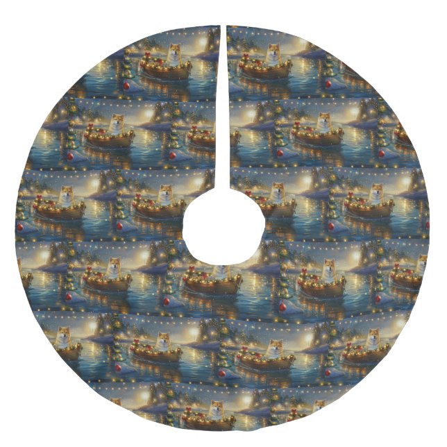 American Akita Weihnachtsfest Reise Polyester Weihnachtsbaumdecke (Vorderseite)