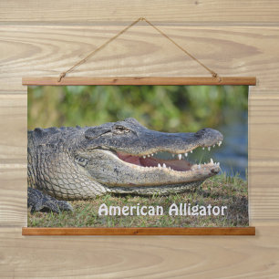 American Alligator Wildlife Fotografy Wandteppich Mit Holzrahmen