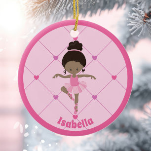 American American Ballerina Custom Pink Weihnachte Keramik Ornament