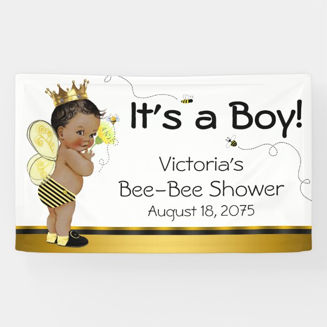 American American Boy Bee Baby Shower Banner (Horizontal)