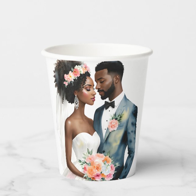 American American Bridal Couple Wedding Pappbecher (Vorderseite)