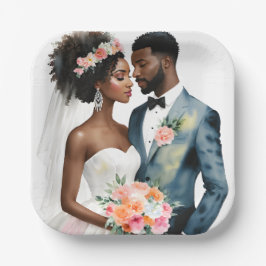 American American Bridal Couple Wedding Pappteller