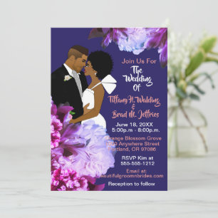 American American Bride & Groom Royal Blue Wedding Einladung