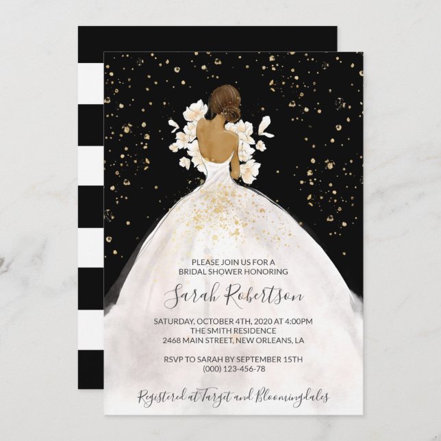 American American Bride, Wedding Dress, Bridal Einladung (Vorne/Hinten)