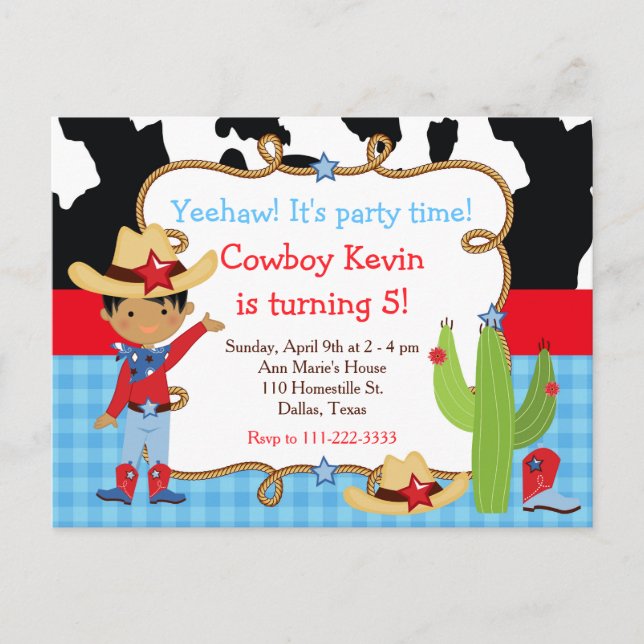 American American Cowboy Western Birthday Party Postkarte (Vorderseite)