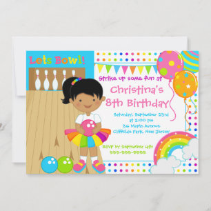 American American Girl Bowling Birthday Party Einladung