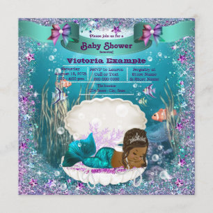 American American Mermaid Princess Baby Dusche Einladung