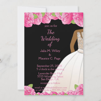 American American Pink Rose Ballroom Black Wedding Einladung