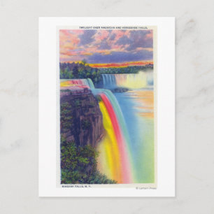 American and Horseshoe Falls in der Dämmerung Postkarte